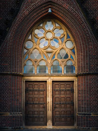 Closed door of building