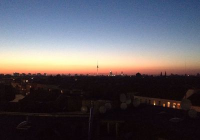 View of cityscape at sunset