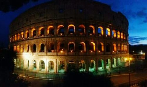 Illuminated building at night