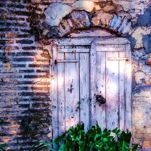 Closed door of old building