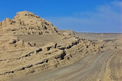 0540 nw-se alignment of yardang landforms carved by wind erosion. qaidam basin desert-qinghai-china.
