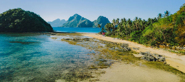 Scenic view of land against clear sky