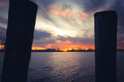 Scenic view of sea against sky at sunset