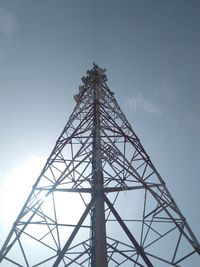 Low angle view of electricity pylon against sky