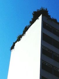 Low angle view of built structure against clear blue sky