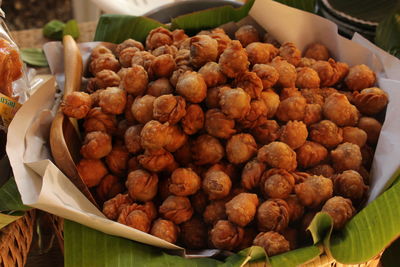 High angle view of fruits for sale in market