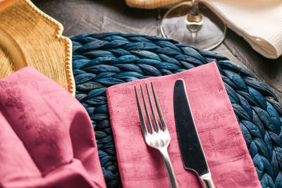 High angle view of food on table