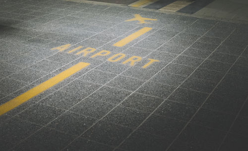 High angle view of road marking