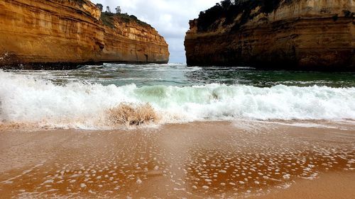 Waves rushing towards shore