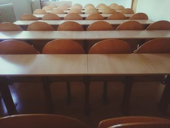 Row of objects on table