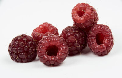 Close-up of donuts on white background