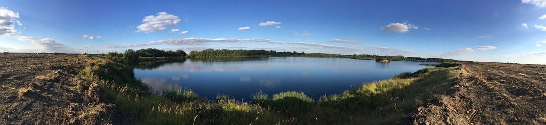 Panoramic view of lake against sky