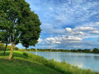 Scenic view of lake against sky
