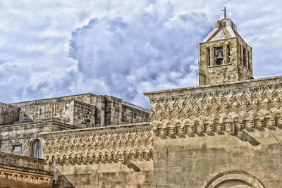 Low angle view of church against cloudy sky