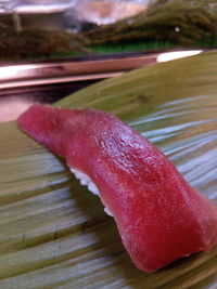 Close-up of strawberry on table