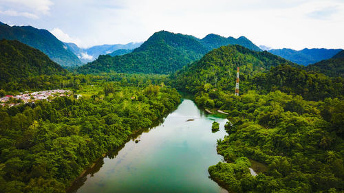 Scenic view of mountains against sky