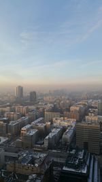 High angle view of buildings against sky in city