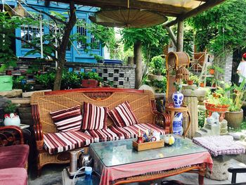 Chairs and table in cafe