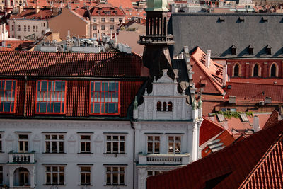 High angle view of buildings in city