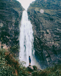 Scenic view of waterfall