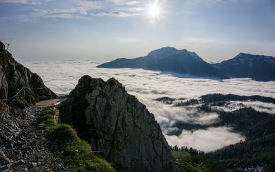 Scenic view of rocky mountains against sky