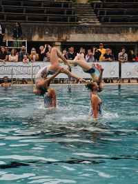 Group of people at swimming pool