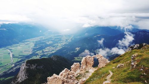 Scenic view of mountains against sky