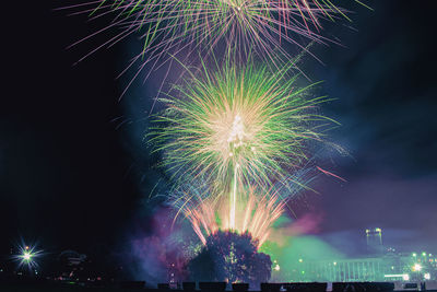 Firework display at night