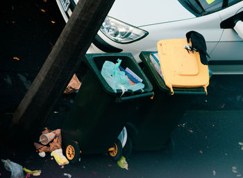 High angle view of toy car in city