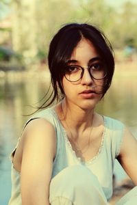 Young woman wearing sunglasses