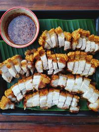 High angle view of sushi in plate