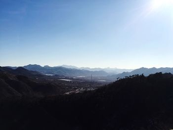 Scenic view of mountains against clear sky