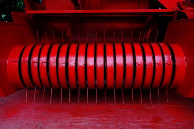 View of red chairs in room