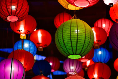 Low angle view of multi colored lantern at market stall