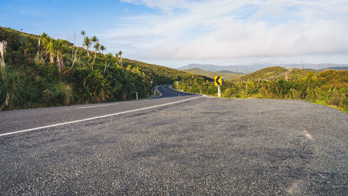 Surface level of road against sky