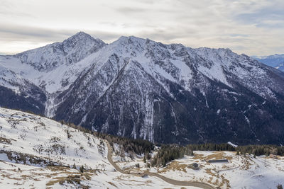 Alpine scenery around the jaufen pass in south tyrol in italy