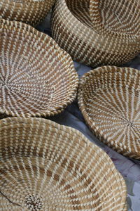 High angle view of wicker basket for sale