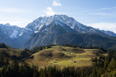 Scenic view of mountains against sky