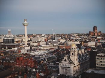 Cityscape against clear sky