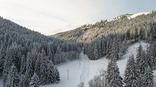 Panoramic view of snowcapped mountains against sky