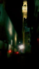 Tilt-shift image of illuminated lights at night