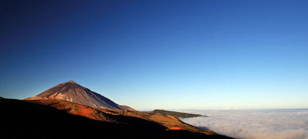 Scenic view of el teide volcano against clear sky