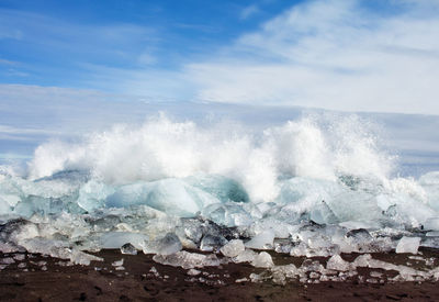 Waves splashing on beach