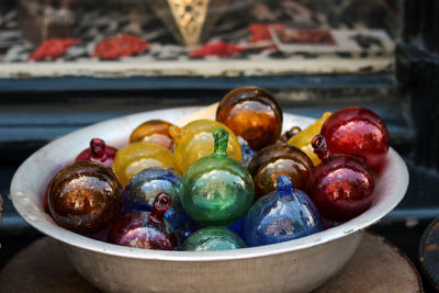 Close-up of fruits in bowl on table