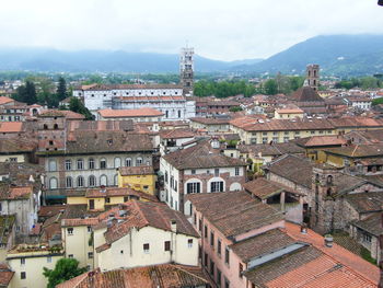 High angle view of townscape against sky