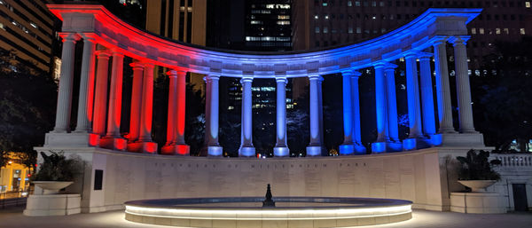 View of illuminated building at night