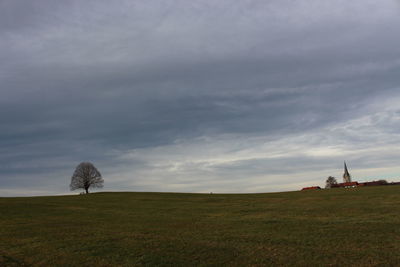 Scenic view of land against sky