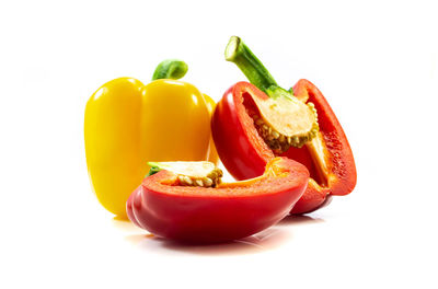 Close-up of fruits against white background