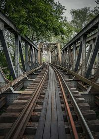 Railroad tracks on bridge
