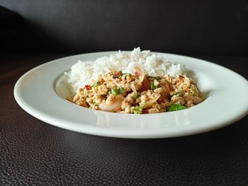 Close-up of food in plate on table